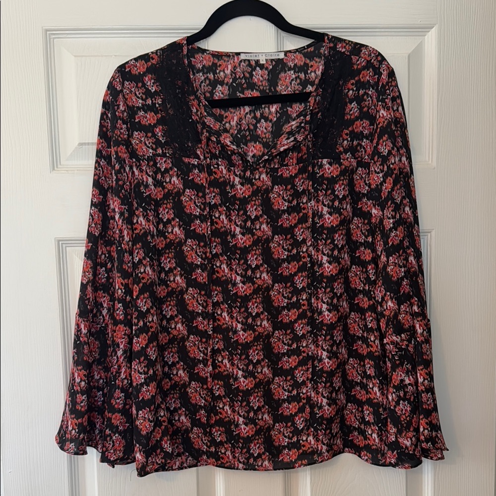 Floral Blouse with Lace Detail